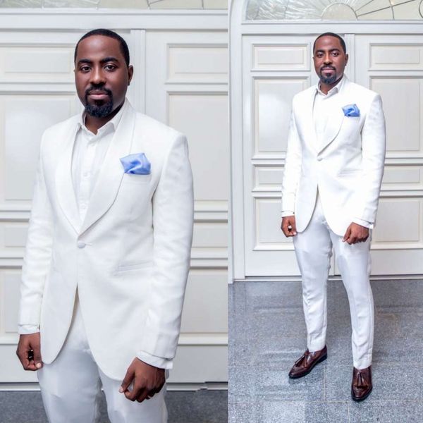 

white formal wedding groomsmen tuxedos 2019 two piece shawl lapel custom made mens prom suits (jacket + pants, Black;gray