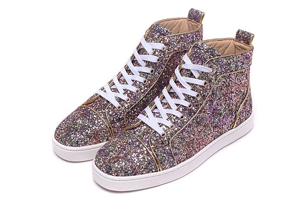 

мода роскошные красные нижние кроссовки rantus orlato flat glitter мужские женские высокие верхние случайные кроссовки многоцветный