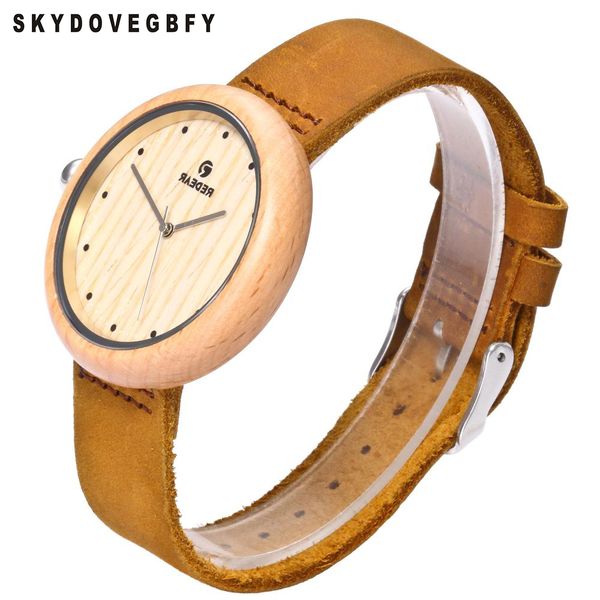

skydovegbfy ladies bamboo watch luxury women watches leather bamboo watch women, Slivery;brown