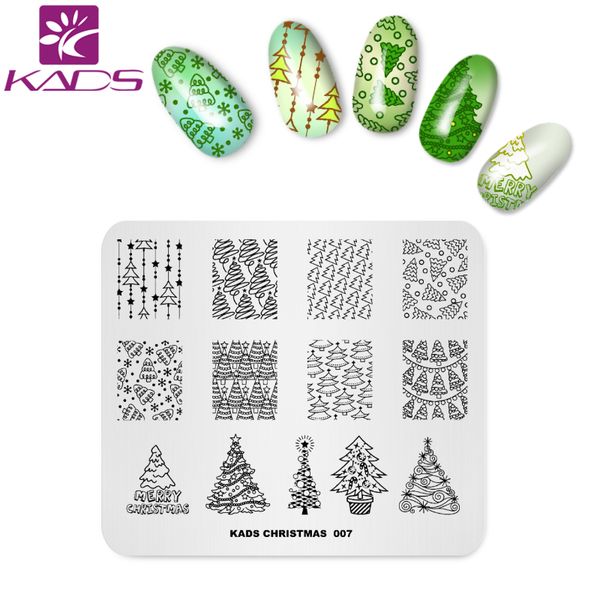 

kads new arrival christmas 007 stripe christmas tree for manicure plate template stencil beauty tools nail art image stamp, White