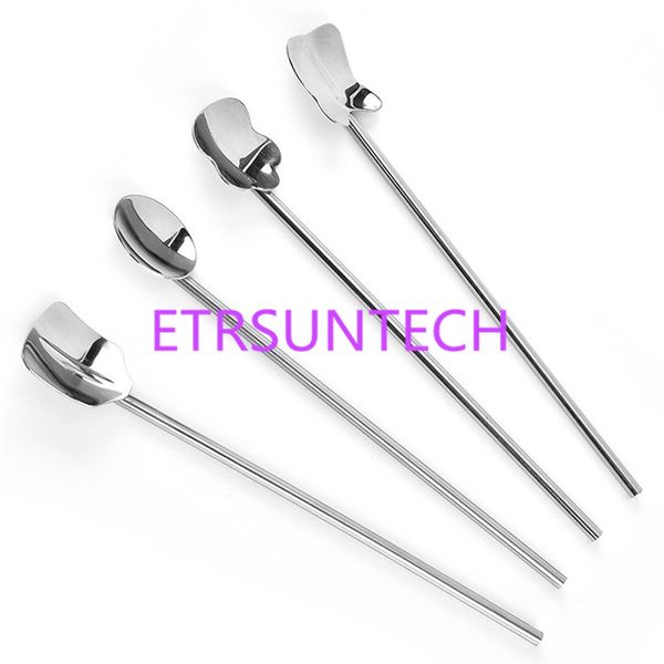 

200pcs/lot creative stainless steel drinking straw spoon cocktail milk coffee stirring bar kitchen craft party supplies