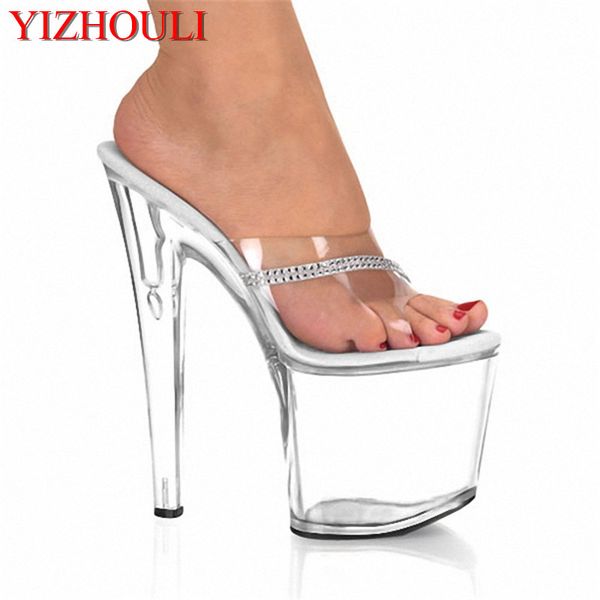 

8 inch high heels slippers platform 2018 models super- heels women's shoes 20 cm thin women's dance shoes, Black