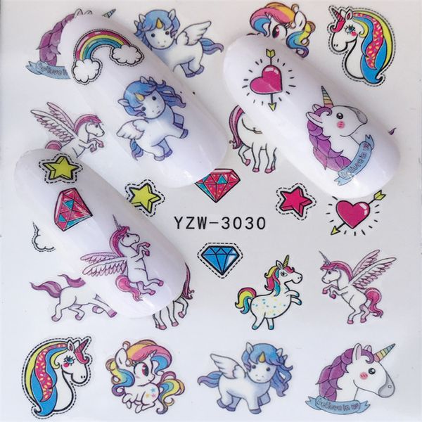 

1pcs ultra thin water transfer nail art nail sticker water decal tips 3d manicure decoration decal unicorn sticker, Black