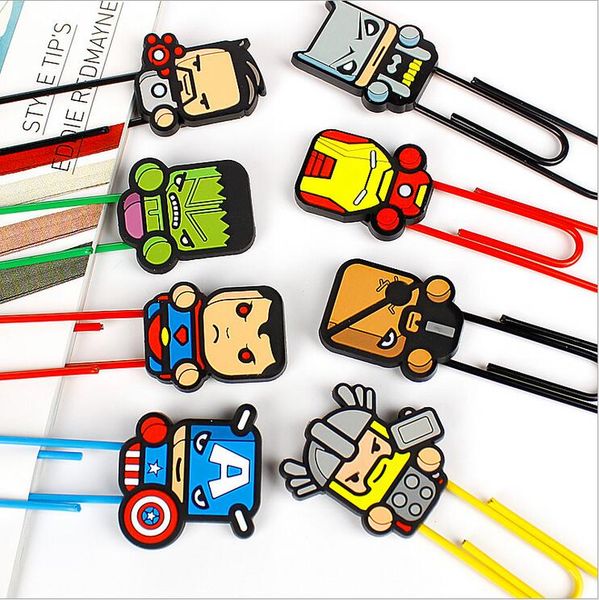 

40pcs/lot new cartoon hero bookmarks kawaii paper clip super book holder stationery office school supplies gt133