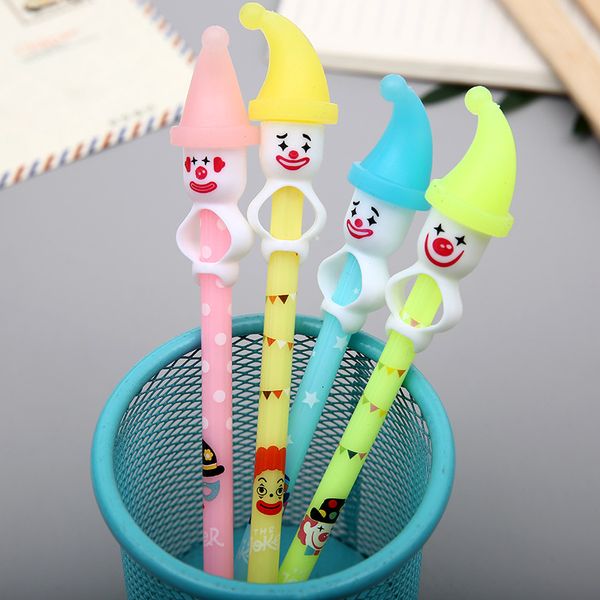 

40pcs/lot cartoon christmas clown gel pen 0.5mm black ink gel pen student stationery office supplies