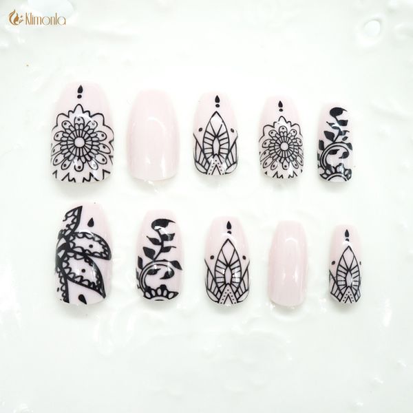 

24pcs/set fashion fake nails full cover false nails with glue acrylic gel plastic makeup tips manicure tools for art decorations, Red;gold