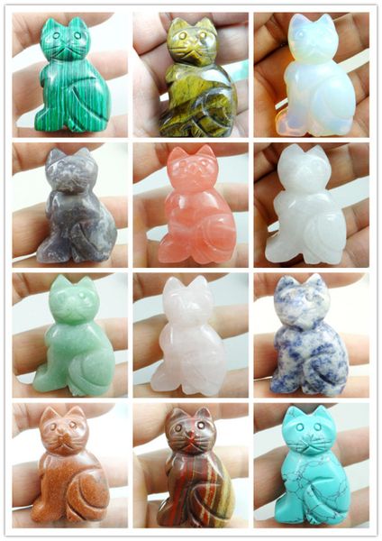 

47*33mm natural stone cat mixed stone pendant gem necklace beads r48, Black