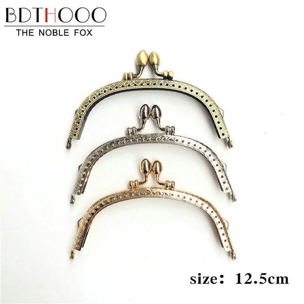 

bdthooo 10pcs 12.5cm arch metal purse frame handle for diy making handbag accessories clasp lock antique bronze bag hardware, Black