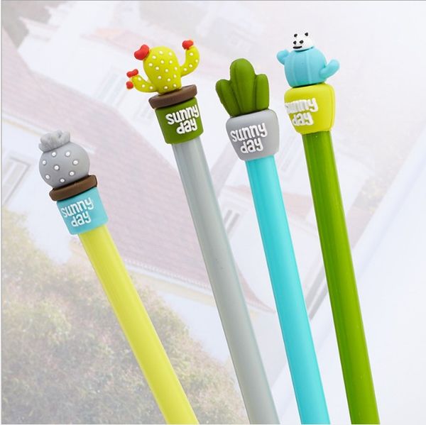 

0.5mm cute cactus design black gel pen ballpoint writing office school supplies children gift wj006
