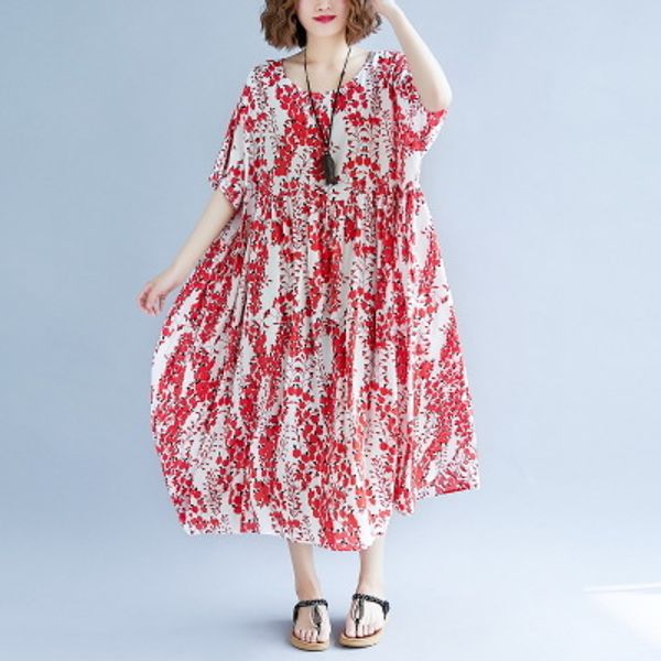 Retro Loose Fitting Summer Style Skirt Medium Length Cosy Dress