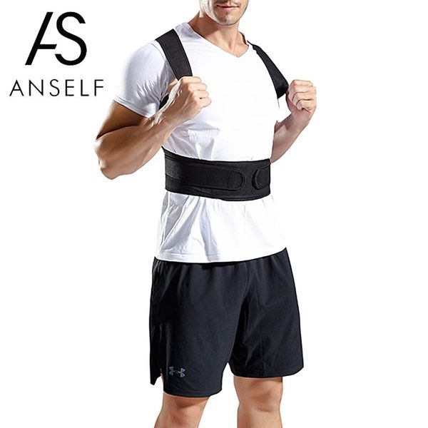 

waist trainer men women posture corrector back support brace adjustable elastic straps shoulder support vest shapewear, Black;brown