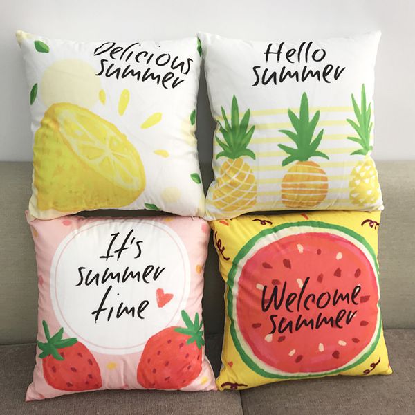 

new multicolor 4 designs pillowcase cotton soft fleece fruit series pillow case sofa cushion cover car lumbar pillow cover