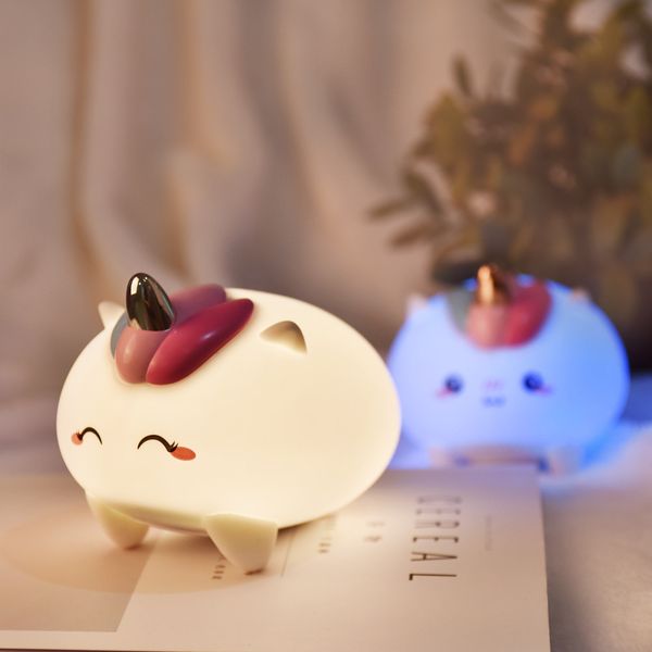 

unicorn silicone 3d kids night light touch sensor changeable color usb powered led lamp portable lightning for bedroom living room