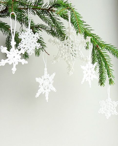 Christmas Tree Ornaments White Snowflakes Decorations Crochet