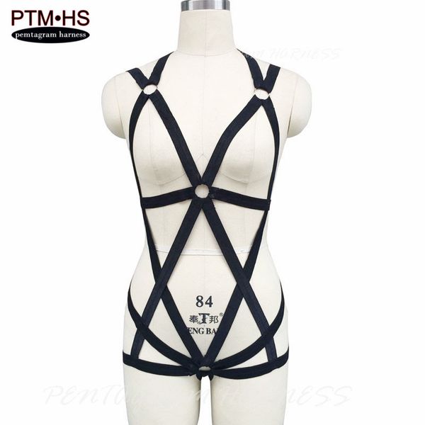 

2017 womens body harness belt set black elastic strappy bondage lingerie open cage bra goth exotic apparel bustier ravewear, Black;white