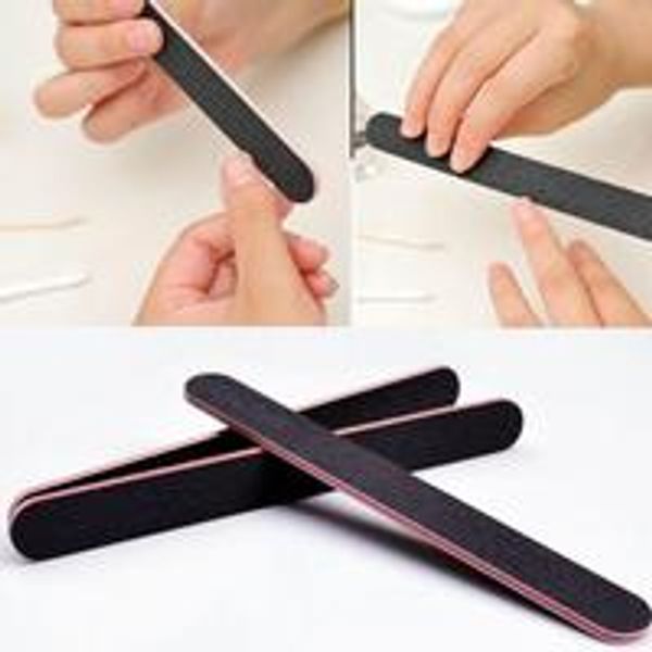

black straight nail file 1pcs women fashion black double sided nail art manicure sanding file buffer grits
