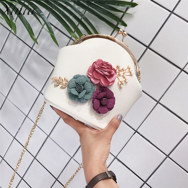 

handbag women fashion shoulder stereo flowers leather hasp small tote messenger crossbody bags for women 2018 bolsa feminina d18102906