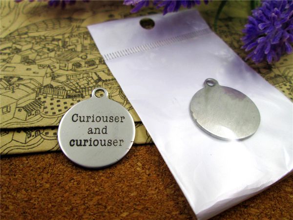 

40pcs--"curiouser and curiouser"stainless steel charms more style for choosing diy charms pendants for necklace, Bronze;silver