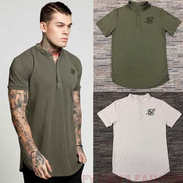 Мужские футболки черно -белая зеленая кривая грудь вытягивать новейшие дизайнерские простые рубашки для парней хлопковая футболка Siksilk