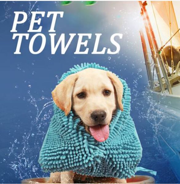 

wholesales useful water remover super absorbent hand pockets pet grooming drying towel cat cleaning bathing tool dog bathrobe