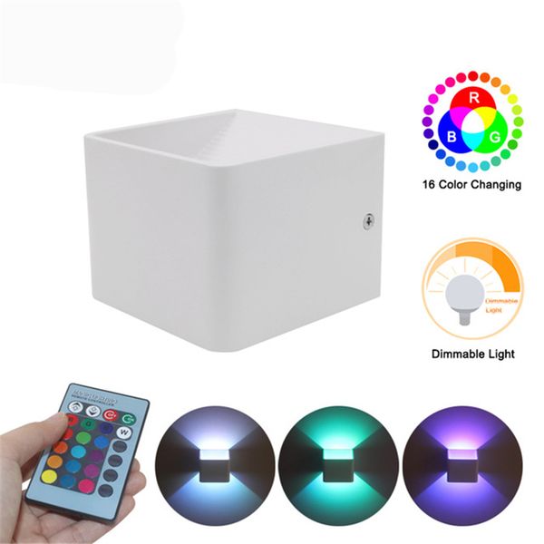 2019 3w Led Wall Light Rgb Dimmable Ac85 265v Square Remote