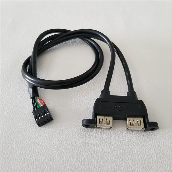 

usb panel mount cable with screws dupont head 10pin to dual usb female to female data extension cable 50cm