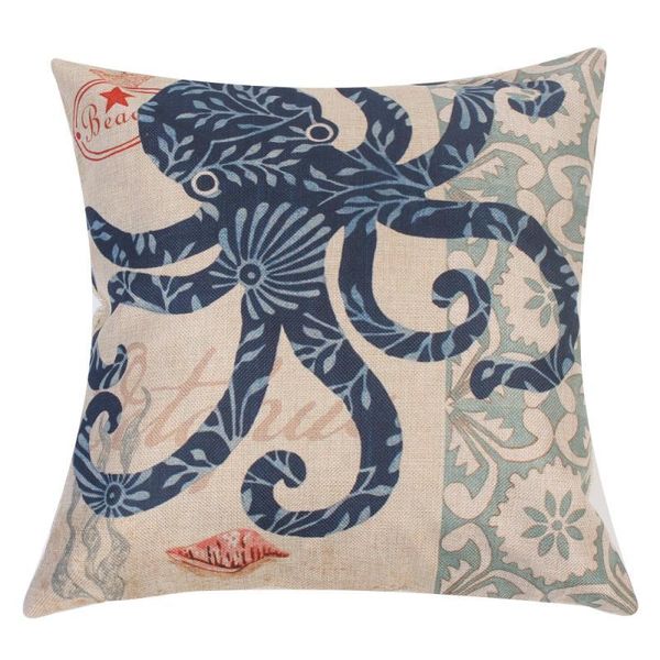 

18x18"inch ocean ocs pattern cotton linen square pillowcase cushion cover blue