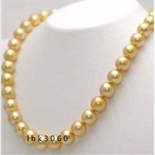 

very beautiful 18 inch 10-11mm natural south sea golden pearl necklace, Silver
