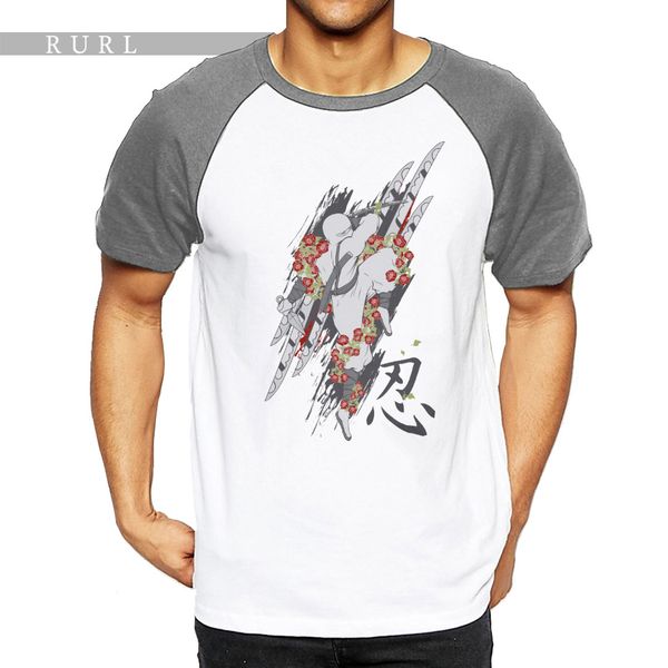 

giapponese spada arti cartoline cotone t camicette di estate degli uomini vogue skateboard maniche corte moda maschile magliette, White;black