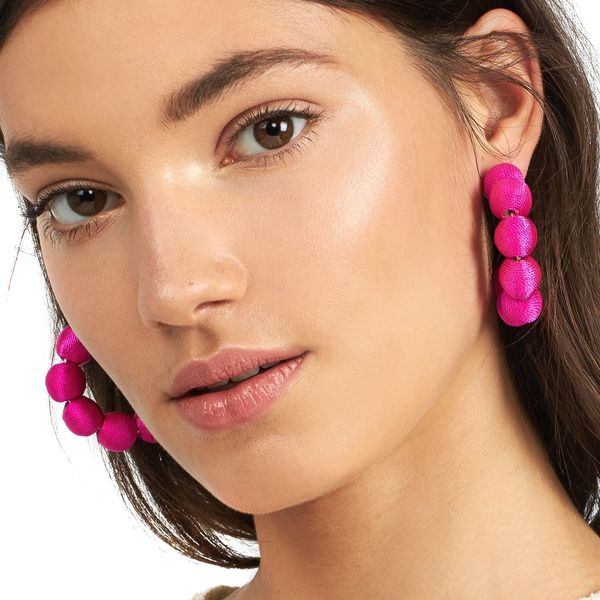 

jujia 7 colors new tassel earrings fashion women statement pom pom earrings for women crisana hoop, Golden;silver