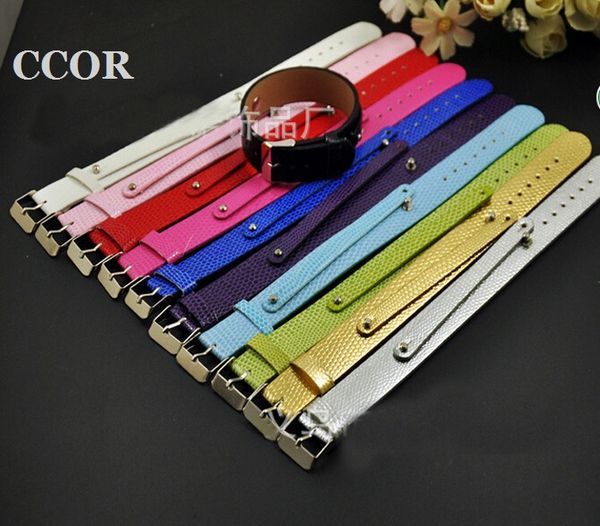 

ccor 10pcs 8mm*100mm+18mm*210mm pu leather snake bracelets wristbands fit 8mm slide charms letter beads,swd023, Golden;silver