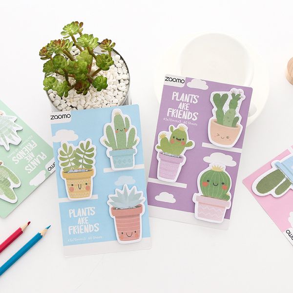 

creative small fresh cactus sticky notes message notes n times paste classification paste book