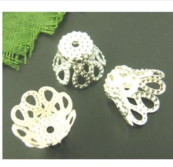 

doreen box lovely 260pcs silver color filligree bell end bead caps7x9mm (b01312), Bronze;silver