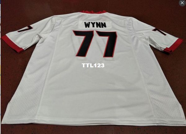 

men #77 isaiah wynn georgia bulldogs size s-4xl red black white college jersey or custom any name or number jersey, Black;red