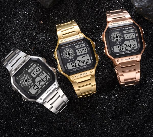 

Мода бизнес стиль Мужские спортивные часы цифровые наручные часы - металлические