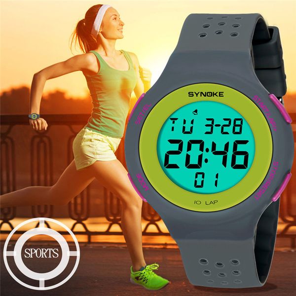 

luxury sports couple watch men women analog digital silicone multi-function 50m waterproof watch led digital double action, Slivery;brown