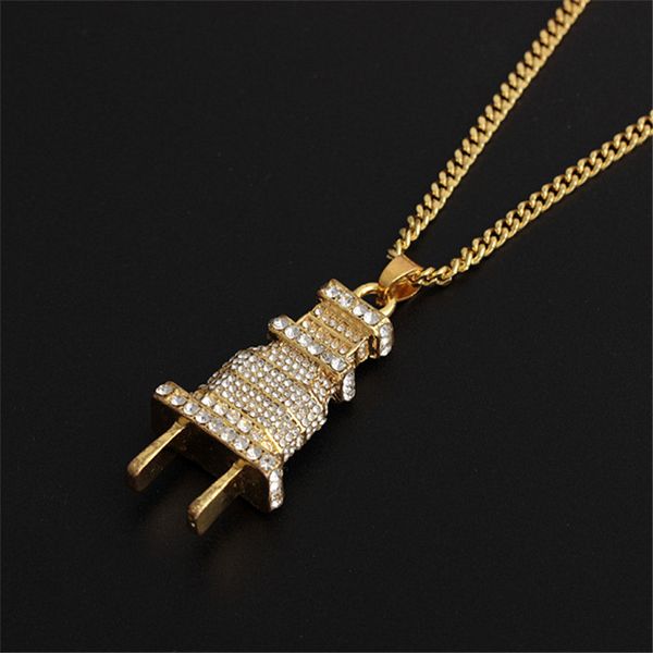 

fashion jewelry crystal charm gold and silver hip hop plug punk necklace pendant necklace for men and women birthday gift