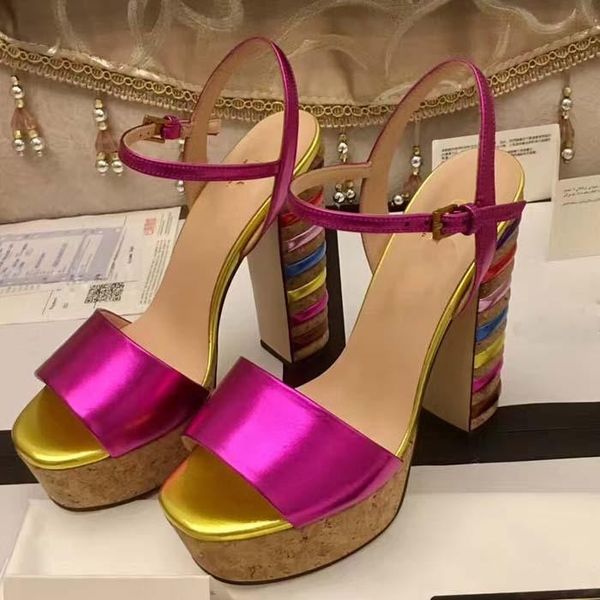 

New high platform atin ilk rainbow pump ummer women 039 andal genuine leather