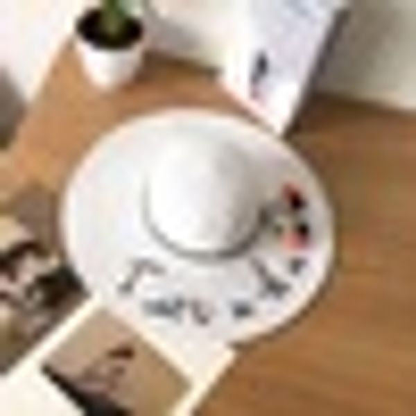 

woman summer embroidery outdoor straw sunhat uv protection beach leisure sunshade hat, Blue;gray