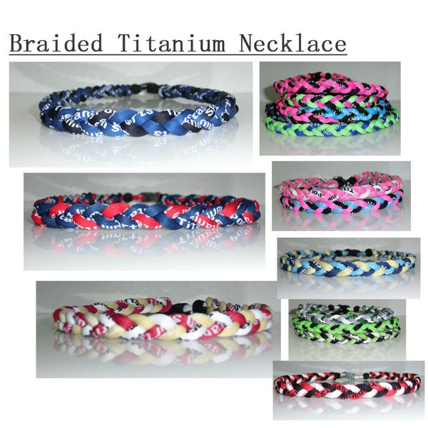 

2023 tornado titanium sports braided rope necklace 18'',20''22", Golden;silver