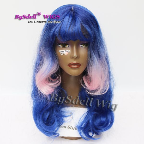 Medium Length Two Tone Ombre Color Hair Wig Synthetic Heat