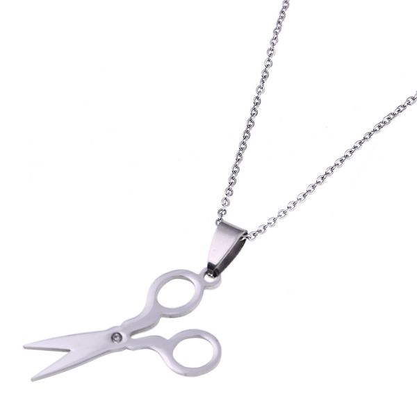 Aço inoxidável Cabeleireiro Jóias Steampunk Shears Scissor Necklace