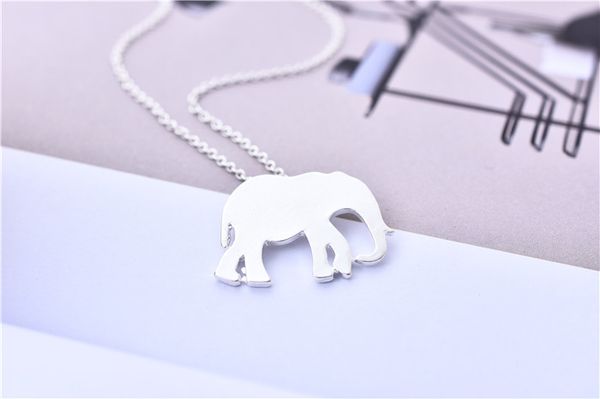 

30pcs jumbo elephant pendant necklace walking elephant forest animal charm chain necklace jewelry gift for friend, Silver