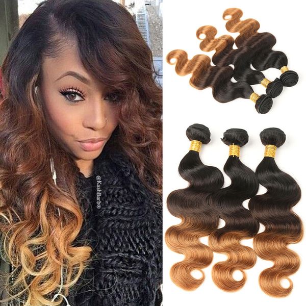 Ombre Human Hair Bundles Ombre Indian Hair Weave Bundles Body Wave