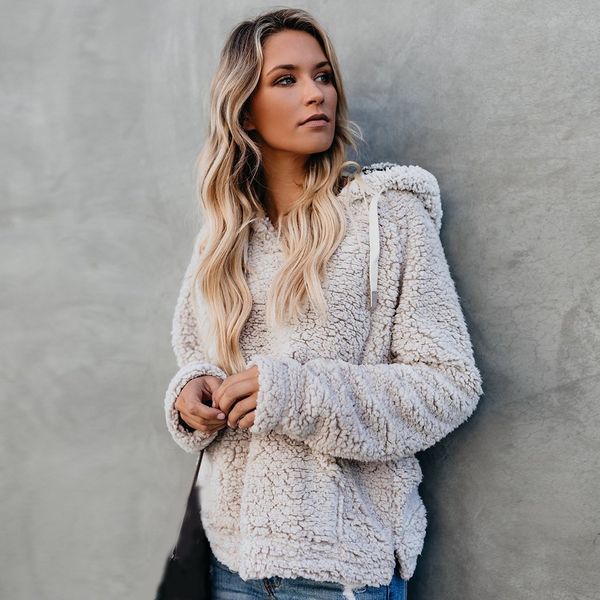 

winter women teddy coats fashion warm thick hooded coat long sleeve female faux fur coat outerwear, Black