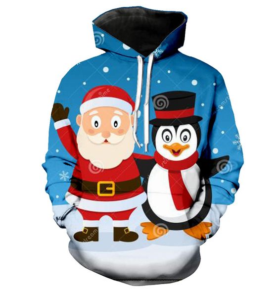 

новая мода рождество снеговик пингвин повседневная harajuku толстовки унисекс 3d печати толстовки пуловеры графический кофты a90, Black