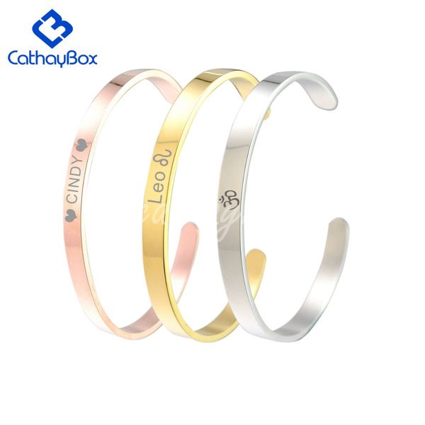 

personalized name engrave women siver gold rose gold tone solid 316l stainless steel blank cuff bangle bracelet 6mm, White