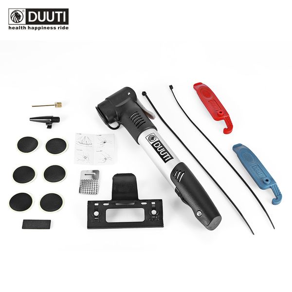 

duuti mountain bike glueless tire repairing inflating kit bicycle pump lightweight and compact, with the bracket, easy to install