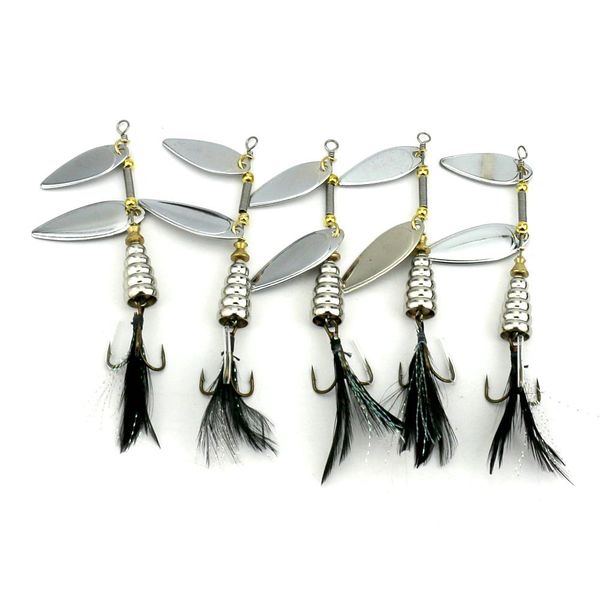 

5 шт. приманки spinners, spinnerbaits, металлические рыболовные ложки приманки 8.5cm blade spinner baits12g рыболовные приманки перо рыболов
