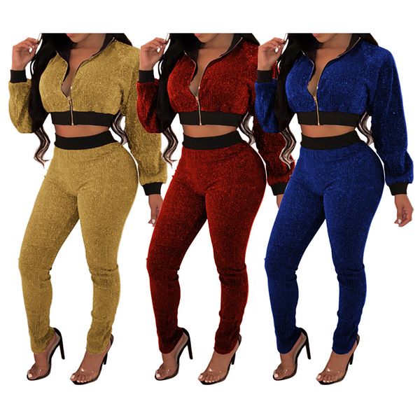 

flannelette women set long pant suit two piece sets trousers 2 piece sets womens outfits f0635, White